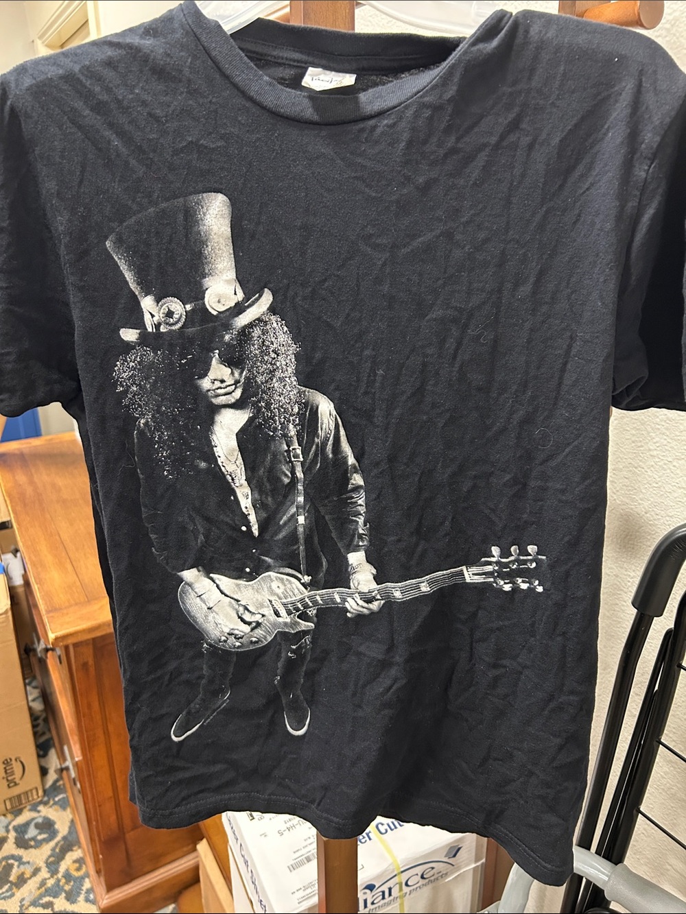 Pacifica Black Graphic Slash wearing iconic hat Print Tee